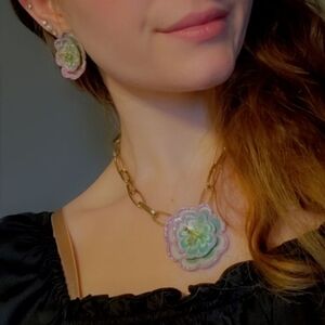 Betsey Johnson Flower Necklace & Earrings